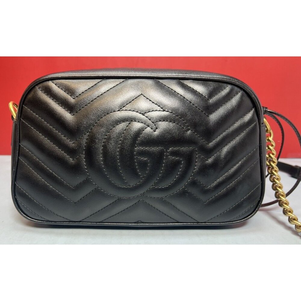 Gucci GG Marmont Small Matelassé Shoulder Bag Crossbody Calfskin Black/Gold HW